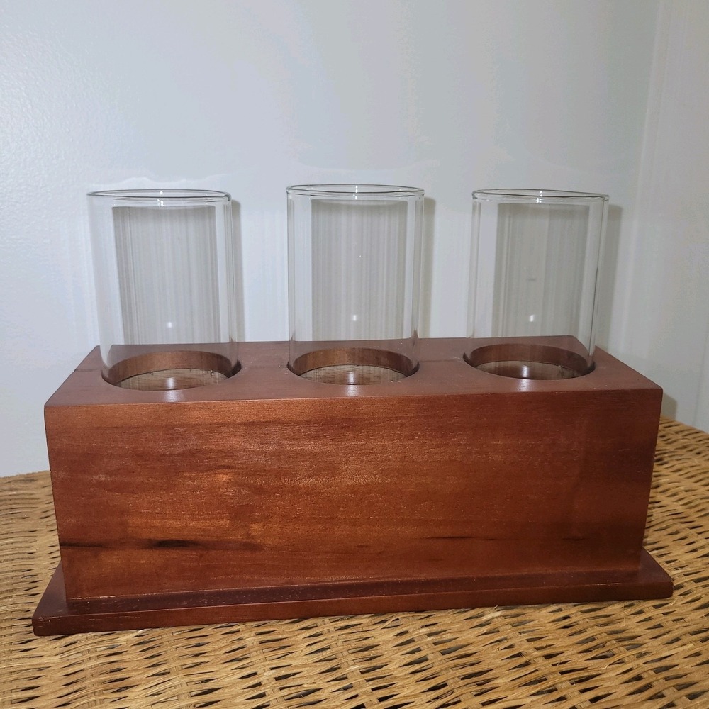Michael Graves Design Triple Vase Wood Glass